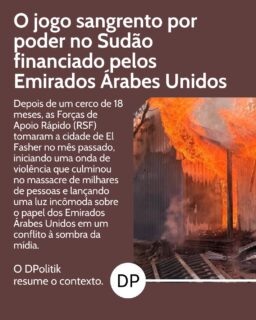 Depois de um cerco de 18 meses, as Forças de Apoio Rápido (RSF) tomaram a cidade de El Fasher no mês passado, iniciando uma onda de violência que culminou no massacre de milhares de pessoas e lançando uma luz incômoda sobre o papel dos Emirados Árabes Unidos em um conflito que se desenrolou à sombra da mídia nos últimos anos. Como os Emirados Árabes Unidos alimentaram um jogo mortal por poder no Sahel africano? O nosso colunista Nicolas Zupardo Dutra traz um resumo da situação em alguns quadros.
